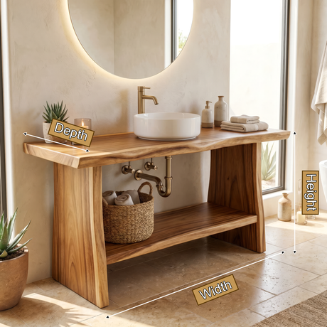Oakmere Solid Wood Freestanding Bathroom Vanity with Open Storage - Timberustic Freestanding Bathroom Vanity with Open Storage