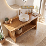Oakmere Solid Wood Freestanding Bathroom Vanity with Open Storage