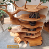 Oakspire Handcrafted Sculpted Solid Wood Tree Bookshelf with Drawer SPA198784 - Timberustic Tree Bookshelf