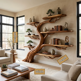 Oakspire Handcrafted Solid Wood Tree Bookshelf