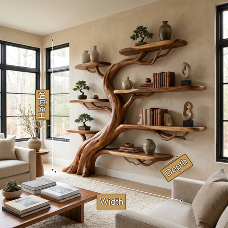 Oakspire Handcrafted Solid Wood Tree Bookshelf - Timberustic Tree Bookshelf