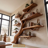 Oakspire Handcrafted Solid Wood Tree Bookshelf