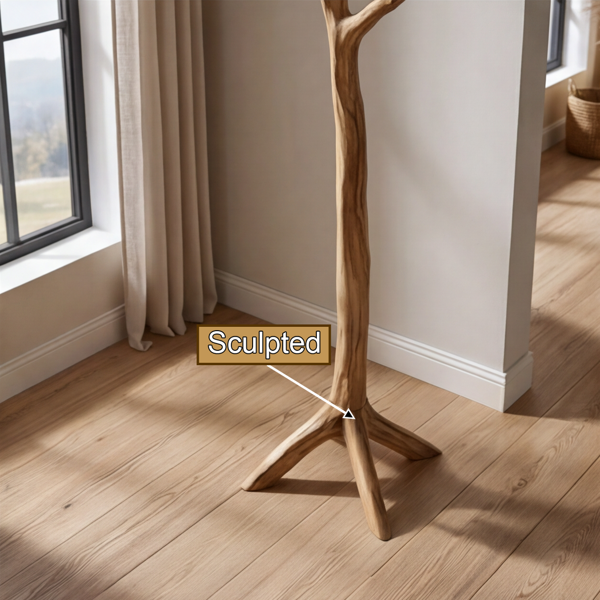 Oakspire Sculpted Solid Wood Tree Coat Rack - Timberustic Tree Coat Rack