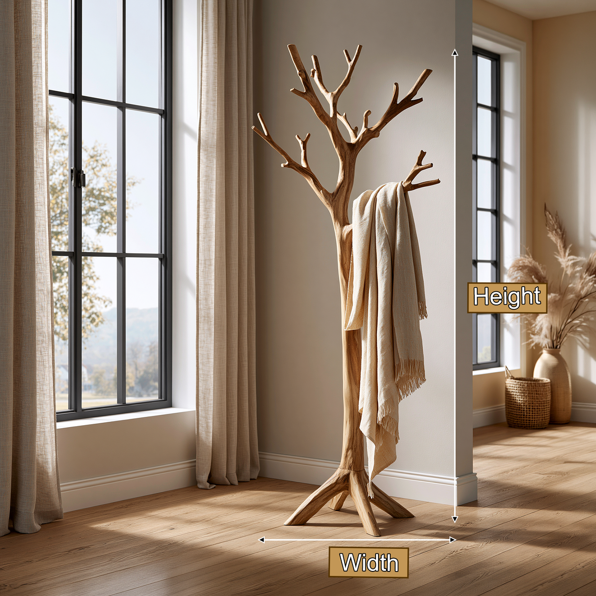 Oakspire Sculpted Solid Wood Tree Coat Rack - Timberustic Tree Coat Rack