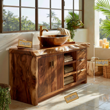 Oakwyn Live Edge Solid Wood Freestanding Bathroom Vanity with Drawers