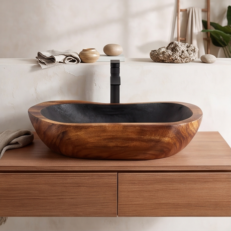 Obsidian Cove Handcrafted Solid Wood Vessel Sink - Timberustic Vessel Sinks