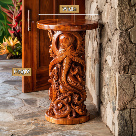 Octavion Sculpted Solid Wood Pedestal Stand - Timberustic Pedestal Stand