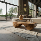 Organic Arch Solid Wood Coffee Table Japandi Contemporary