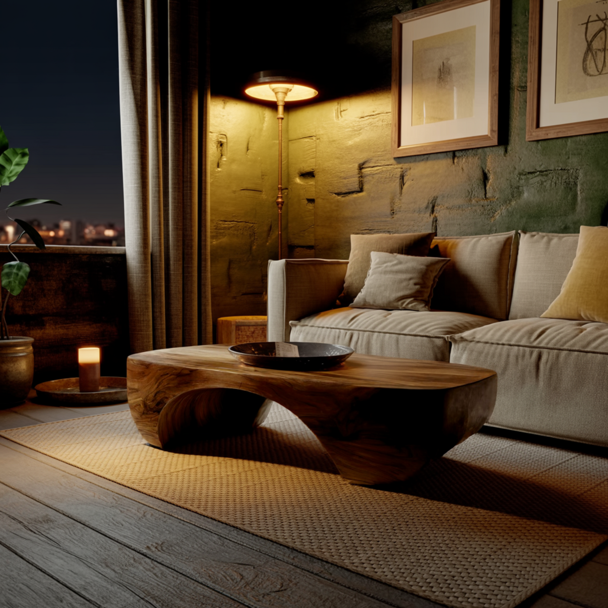 Organic Arch Solid Wood Coffee Table Japandi Contemporary