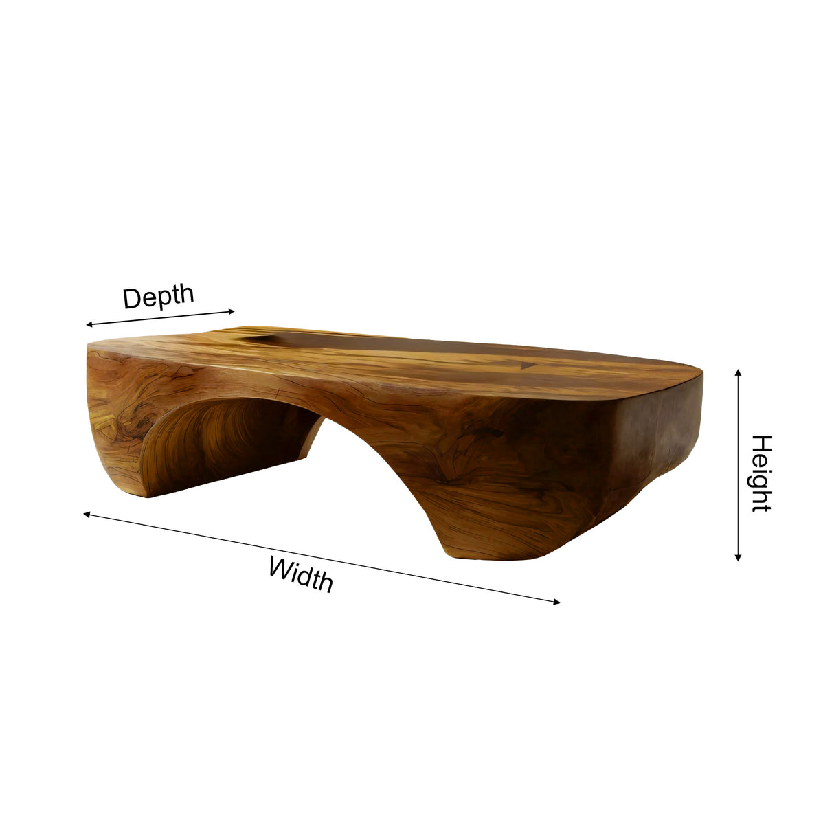 Organic Arch Solid Wood Coffee Table Japandi Contemporary