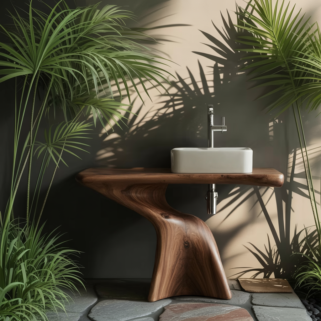 Araya Organic Modern Solid Wood Vanity Table