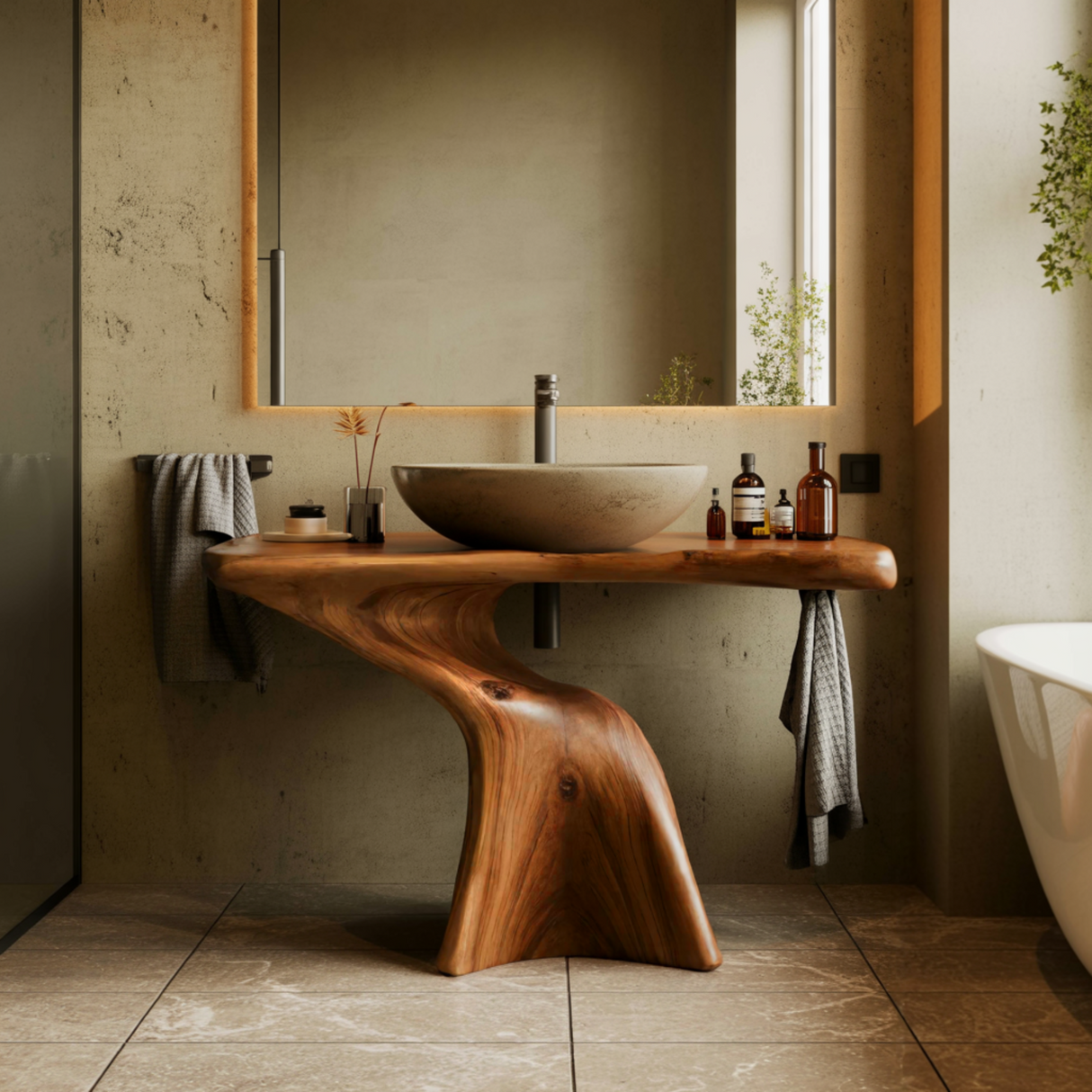 Araya Organic Modern Solid Wood Vanity Table