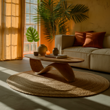 Organic Wave Solid Wood Coffee Table – Scandinavian Japandi Style