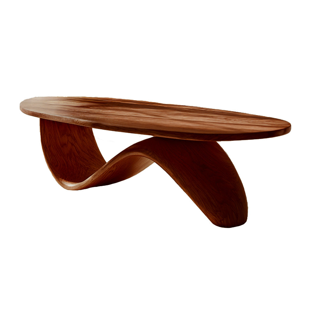 Organic Wave Solid Wood Coffee Table – Scandinavian Japandi Style