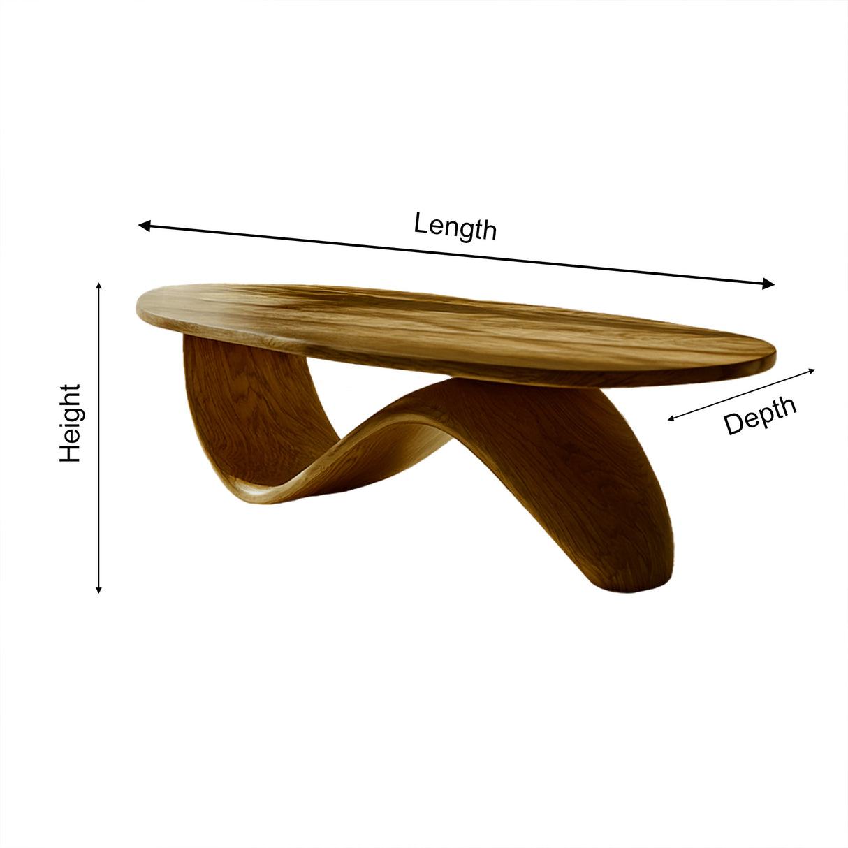 Organic Wave Solid Wood Coffee Table – Scandinavian Japandi Style