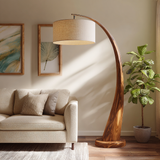 Orin Arc Sculpted Solid Wood Floor Lamp