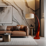 Orin Arc Sculpted Solid Wood Floor Lamp