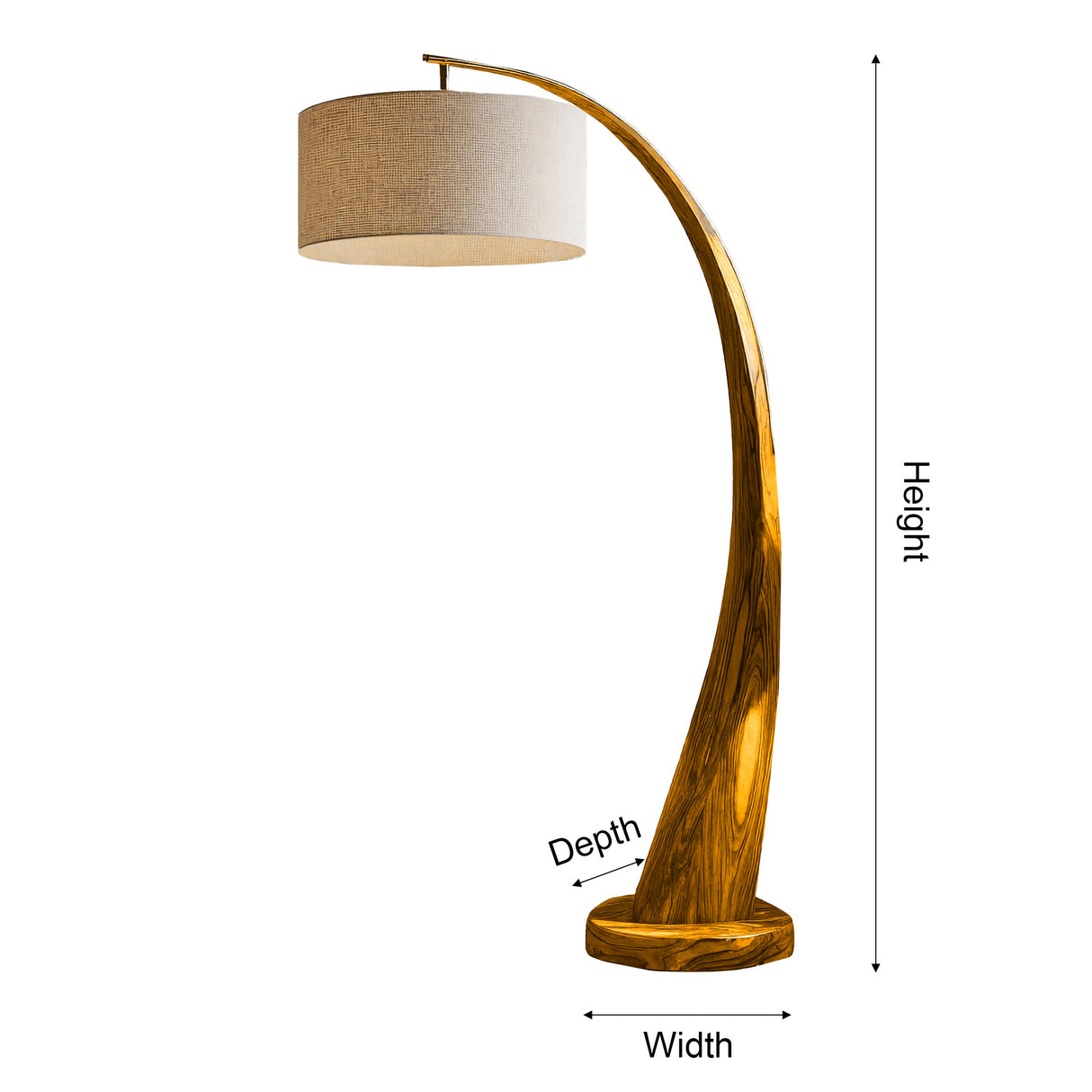 Orin Arc Sculpted Solid Wood Floor Lamp