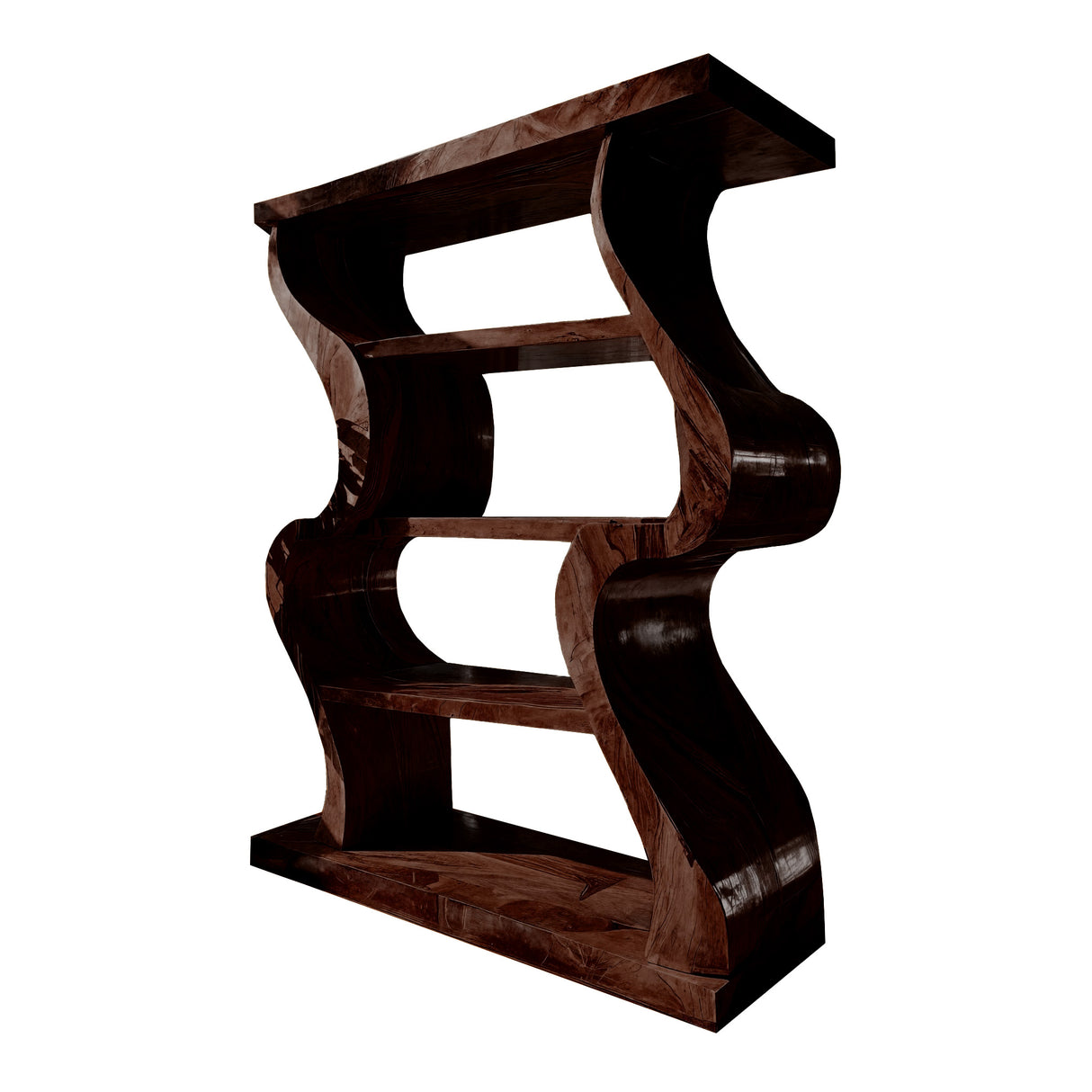 Orinth Sculpted Solid Wood Decorative Bookshelf Dark Walnut - Timberustic Decorative Bookshelf