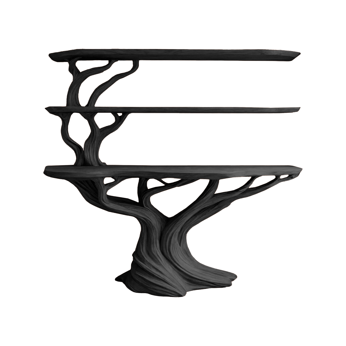 Orinthal Sculpted Solid Wood Console Table with Shelves Black - Timberustic Console Table with Shelves