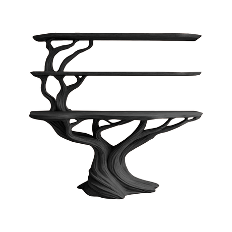 Orinthal Sculpted Solid Wood Console Table with Shelves Black - Timberustic Console Table with Shelves