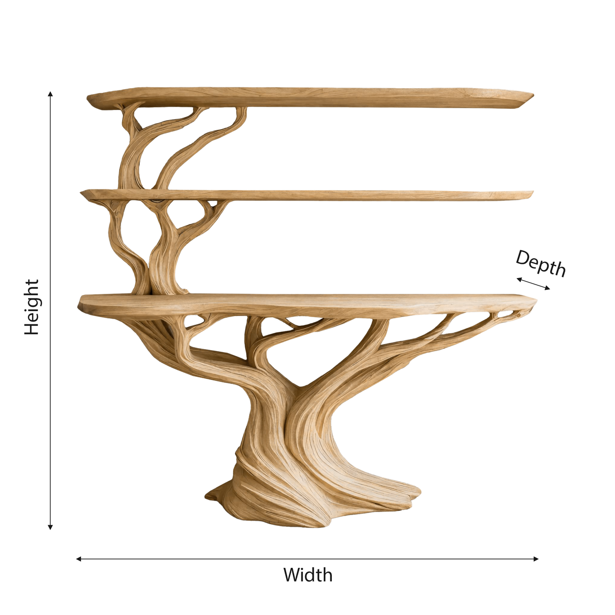 Orinthal Sculpted Solid Wood Console Table with Shelves - Timberustic Console Table with Shelves