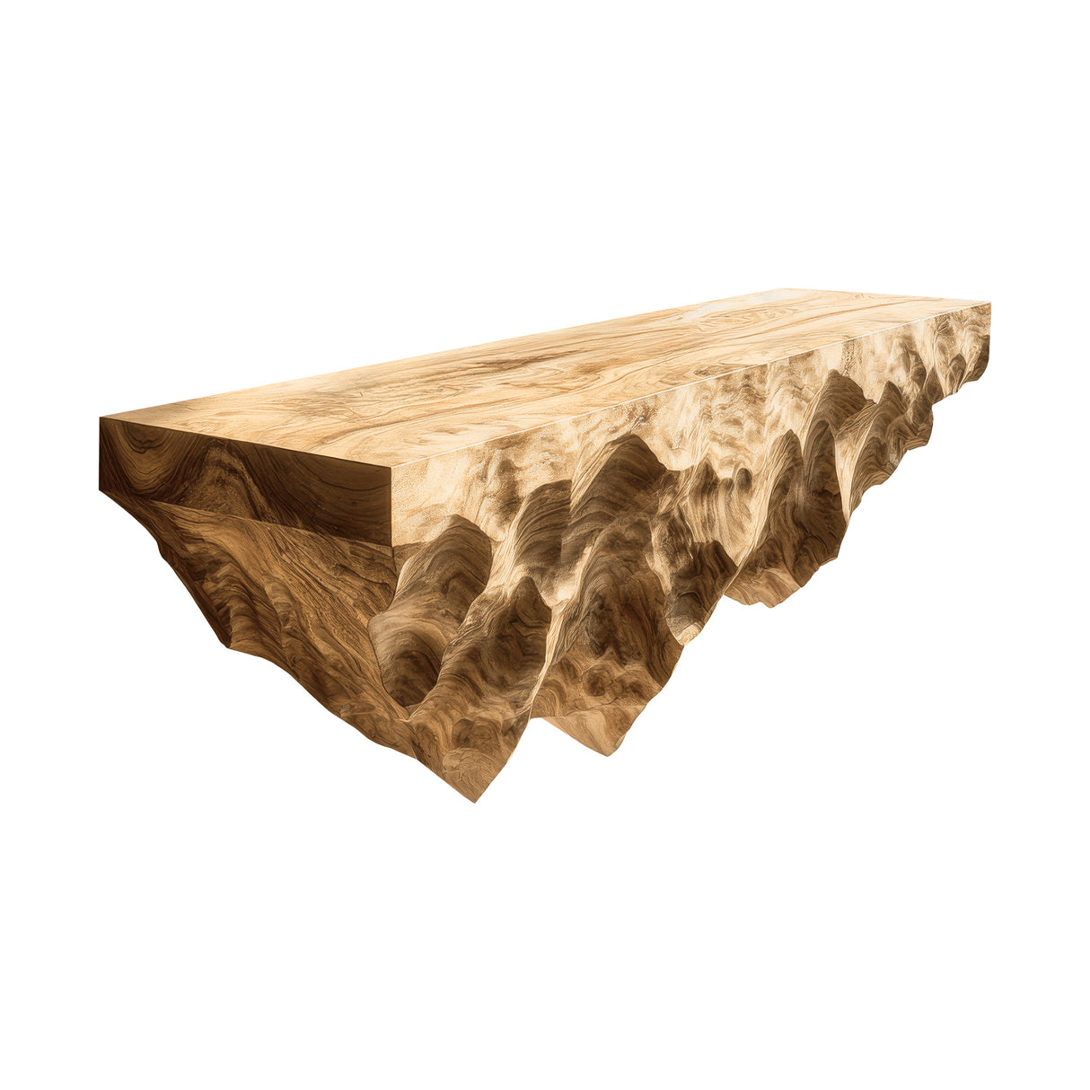 Orion Ridge Solid Wood Mountain Floating Shelf Natural Oak - Timberustic Floating Shelf