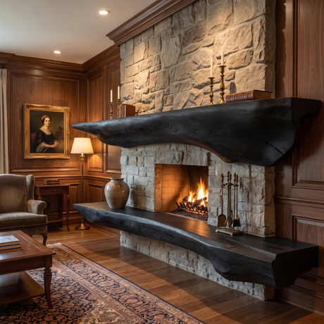 Orithen Sculpted Fireplace Mantel Shelf SPA925327 Black - Timberustic Fireplace Mantel Shelf