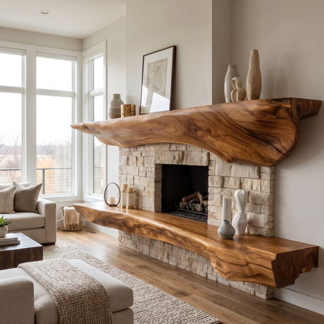 Orithen Sculpted Fireplace Mantel Shelf SPA925327 Brown - Timberustic Fireplace Mantel Shelf