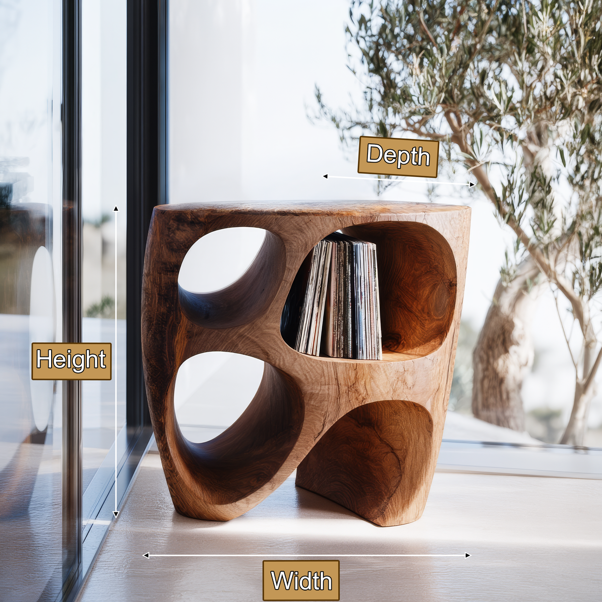 Orivan Handcrafted Solid Wood Record Player Stand SPA233410