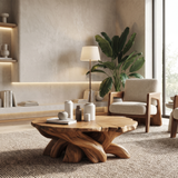 Orivan Sculpted Solid Wood Coffee Table Brown - Timberustic Coffee Table