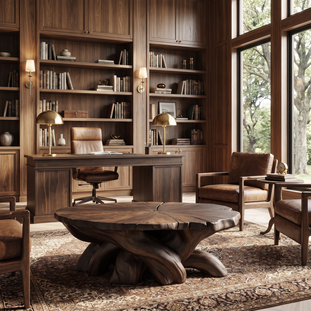 Orivan Sculpted Solid Wood Coffee Table Dark Walnut - Timberustic Coffee Table