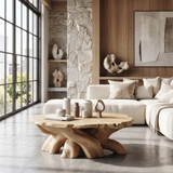 Orivan Sculpted Solid Wood Coffee Table Natural Oak - Timberustic Coffee Table