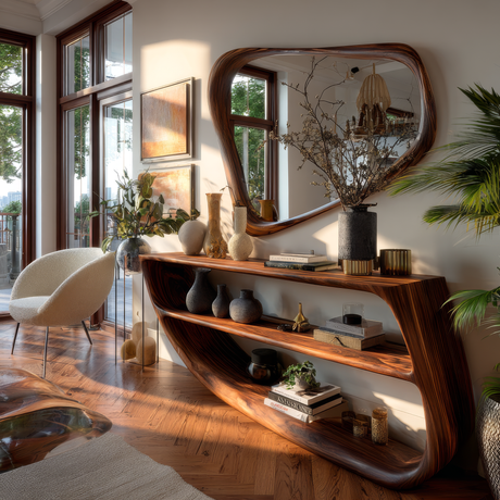Orivane Curved Solid Wood Console Table - Timberustic Console Table