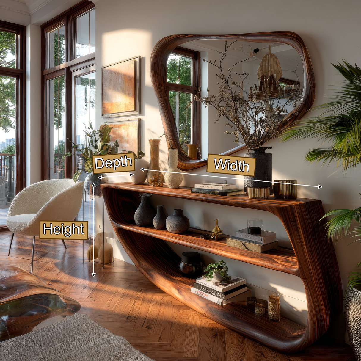Orivane Curved Solid Wood Console Table - Timberustic Console Table