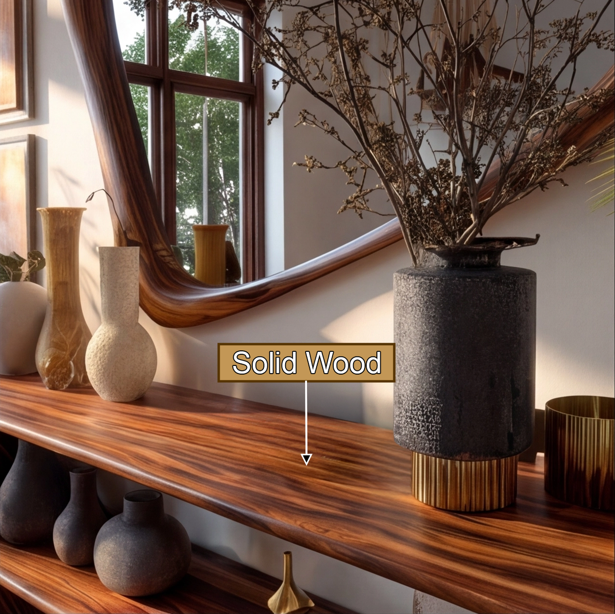 Orivane Curved Solid Wood Console Table - Timberustic Console Table