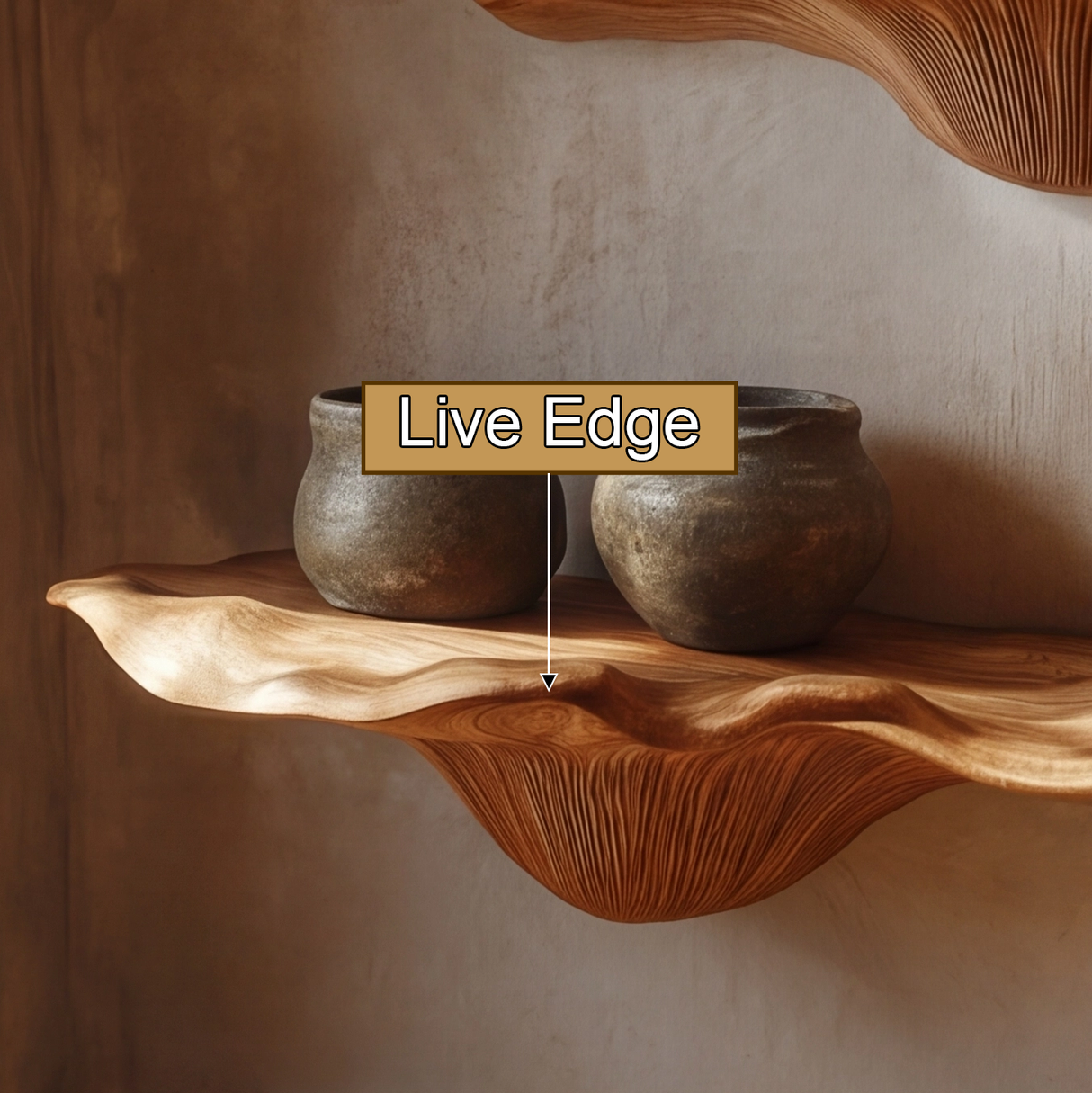Orivane Live Edge Solid Wood Mushroom Floating Shelf SPA394380 - Timberustic Floating Shelf
