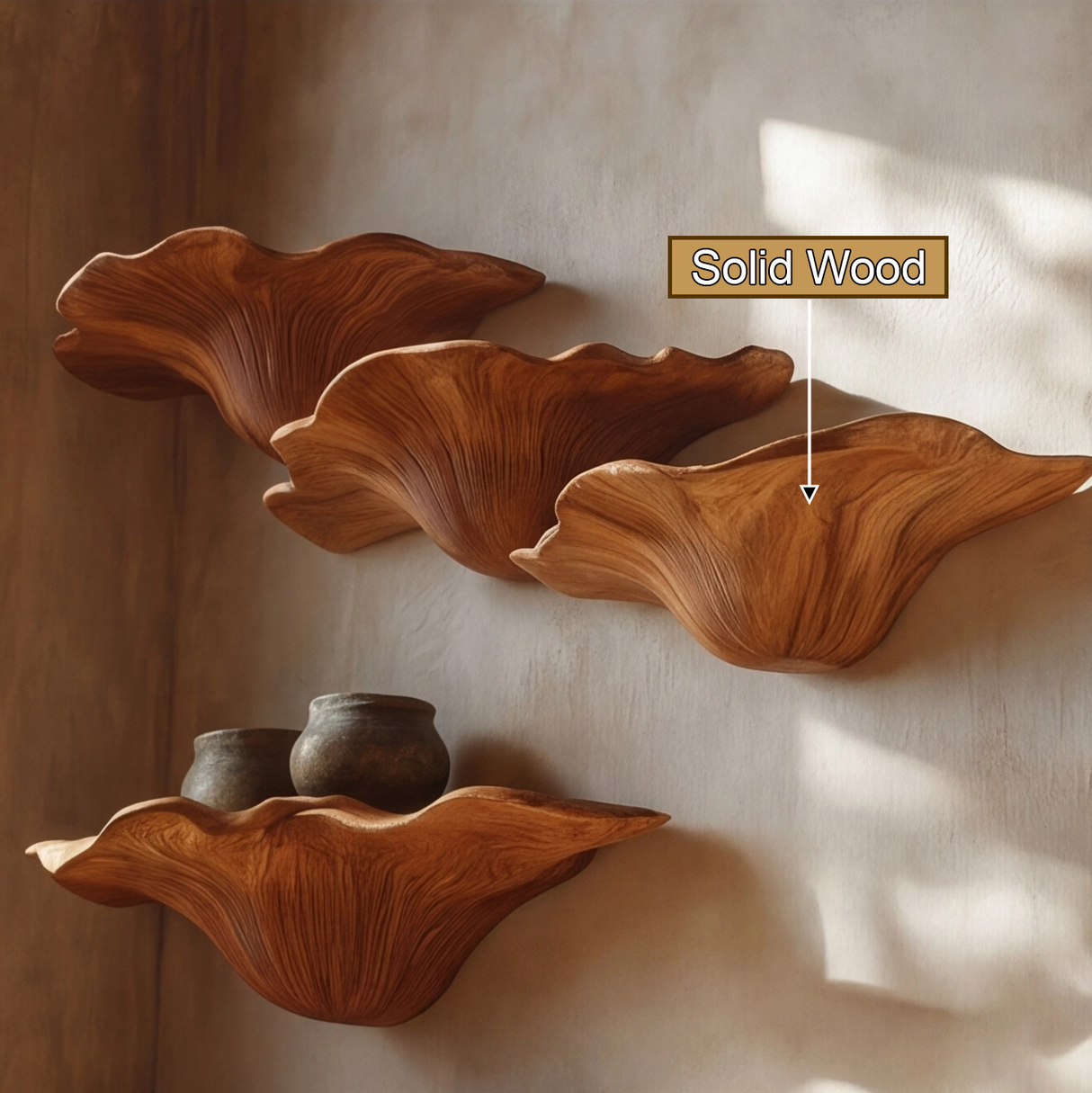 Orivane Live Edge Solid Wood Mushroom Floating Shelf SPA394380 - Timberustic Floating Shelf