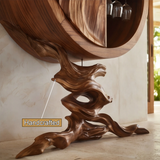 Orivane Sculpted Solid Wood Bar Cabinet - Timberustic Wine Cabinet