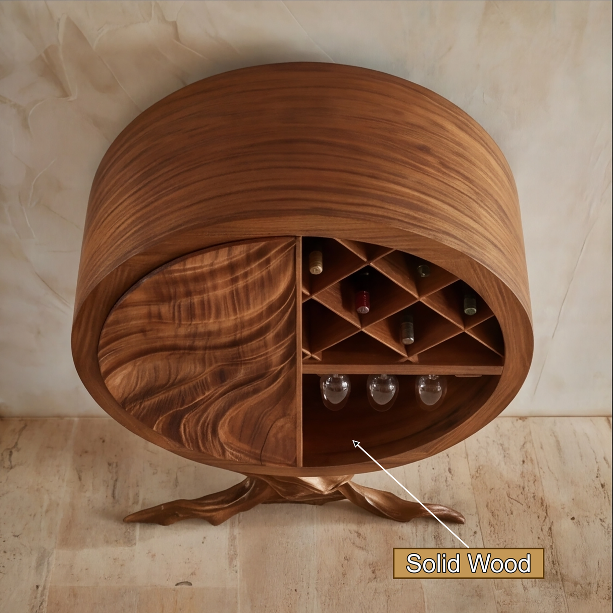 Orivane Sculpted Solid Wood Bar Cabinet - Timberustic Wine Cabinet