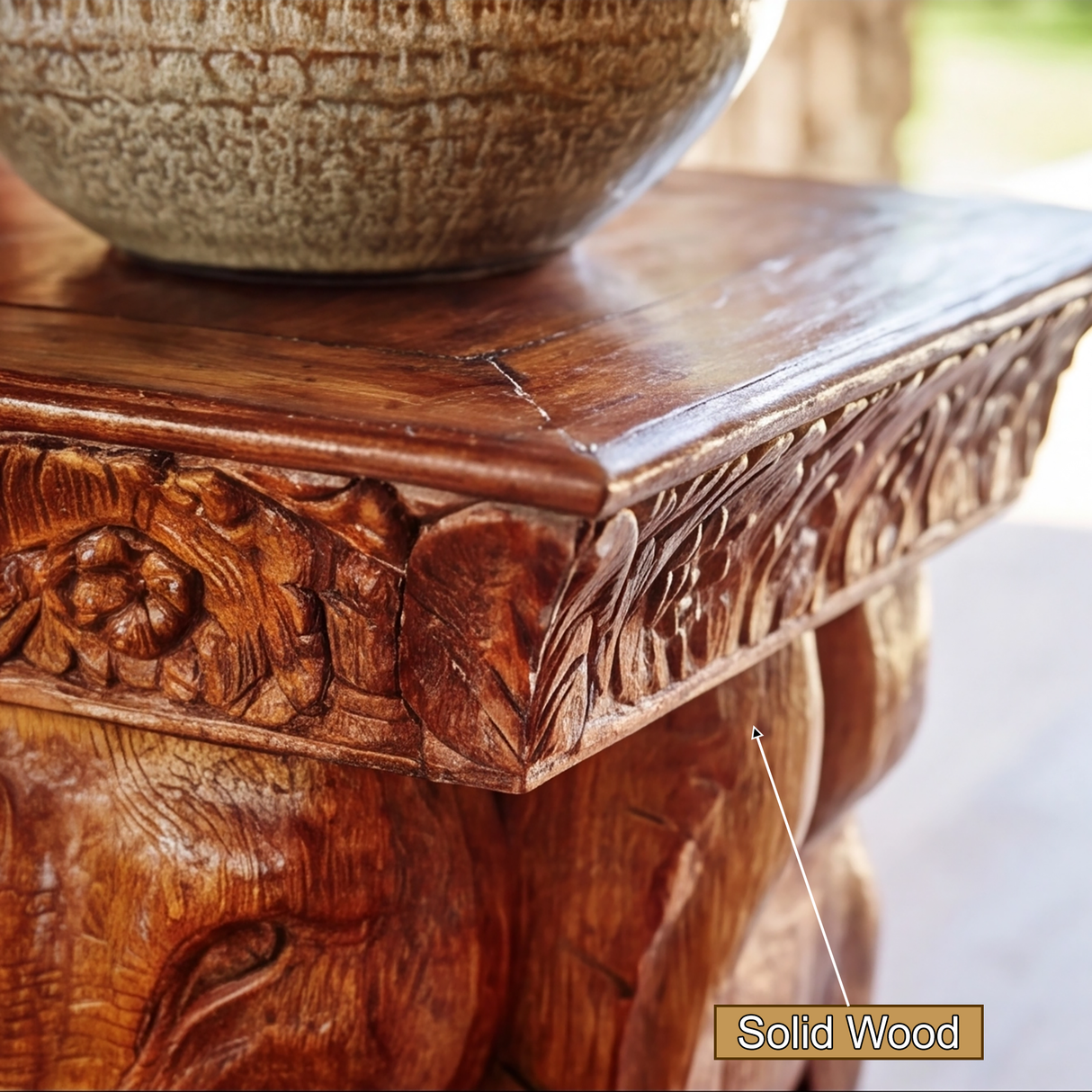 Orivane Sculpted Solid Wood Pedestal Stand - Timberustic Pedestal Stand