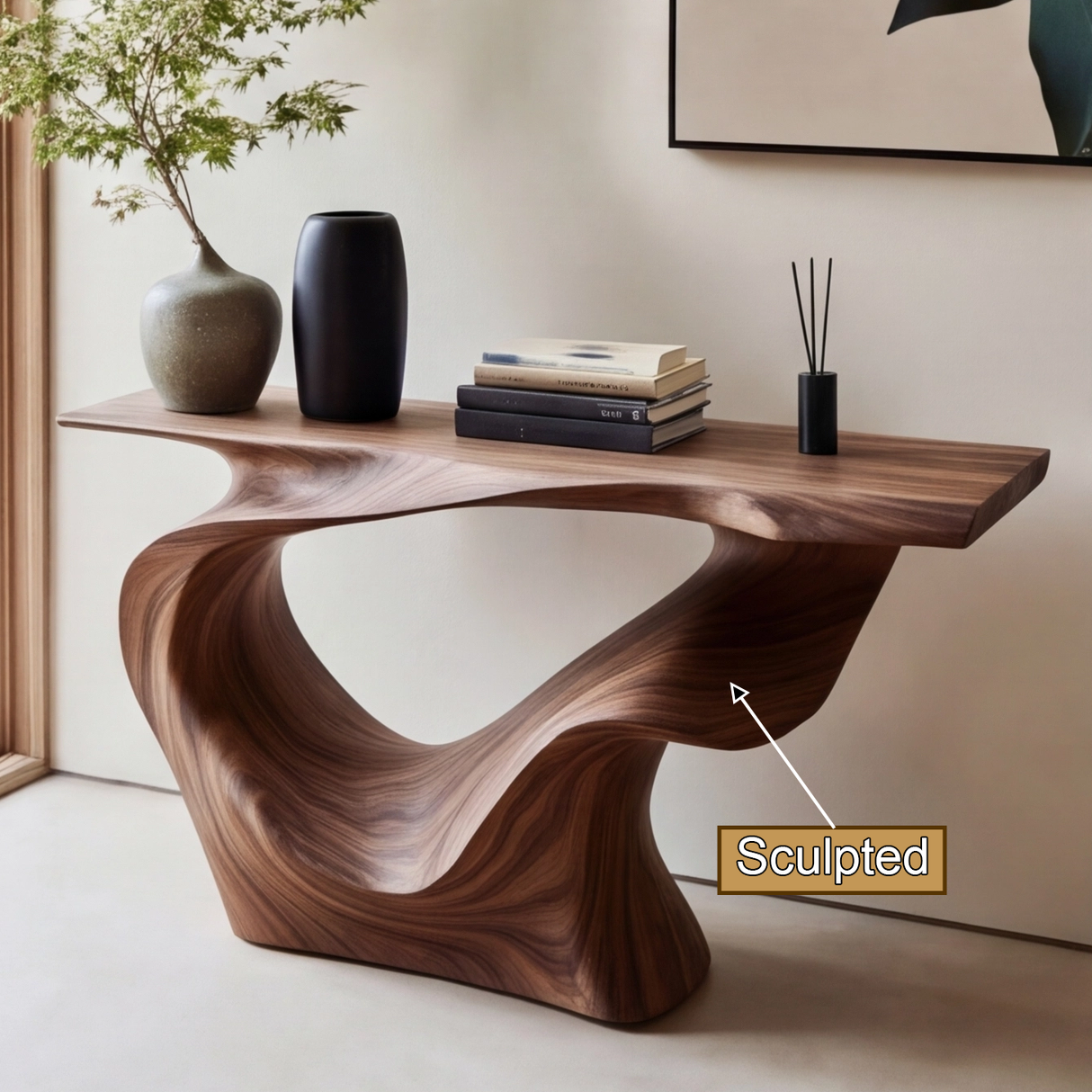Orivante Sculpted Solid Wood Console Table - Timberustic Console Table