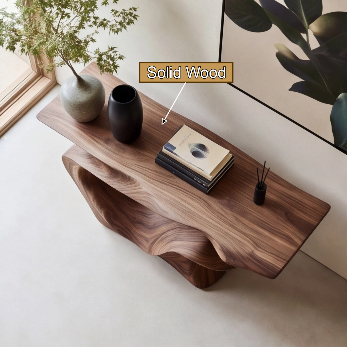 Orivante Sculpted Solid Wood Console Table - Timberustic Console Table