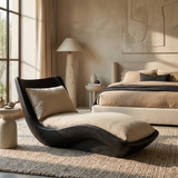 Orivelle Handcrafted Sculpted Solid Wood Chaise Lounge