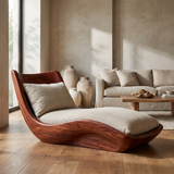 Orivelle Handcrafted Sculpted Solid Wood Chaise Lounge