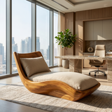 Orivelle Handcrafted Sculpted Solid Wood Chaise Lounge