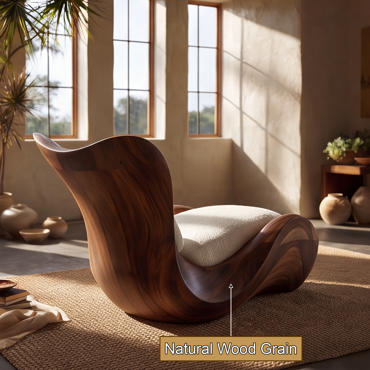 Orivelle Handcrafted Solid Wood Chaise Lounge