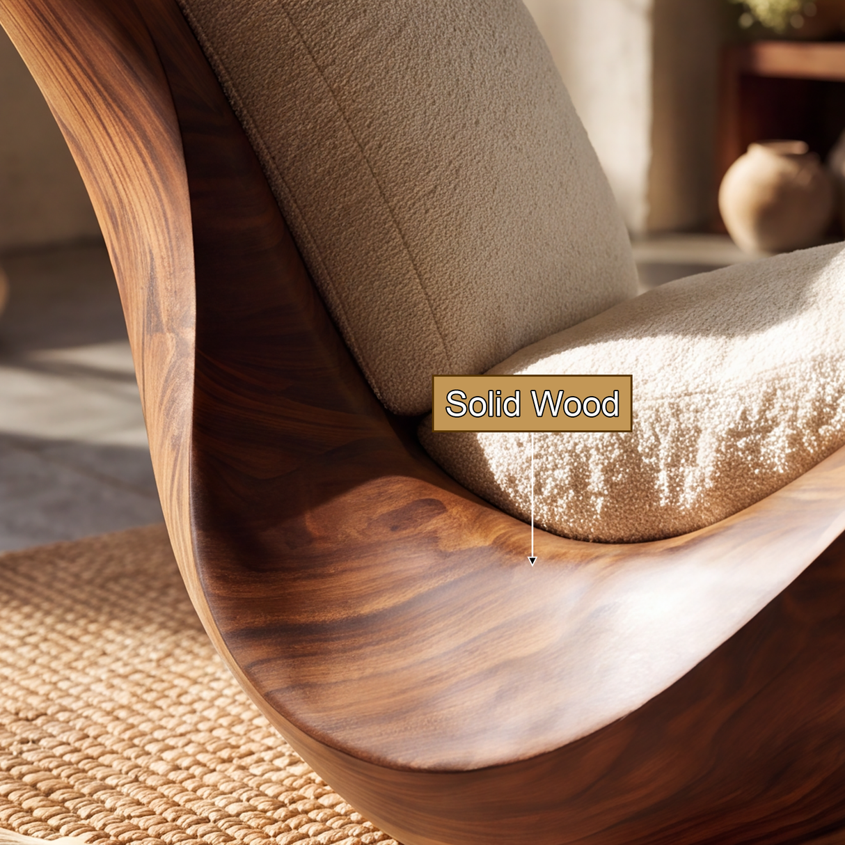 Orivelle Handcrafted Solid Wood Chaise Lounge