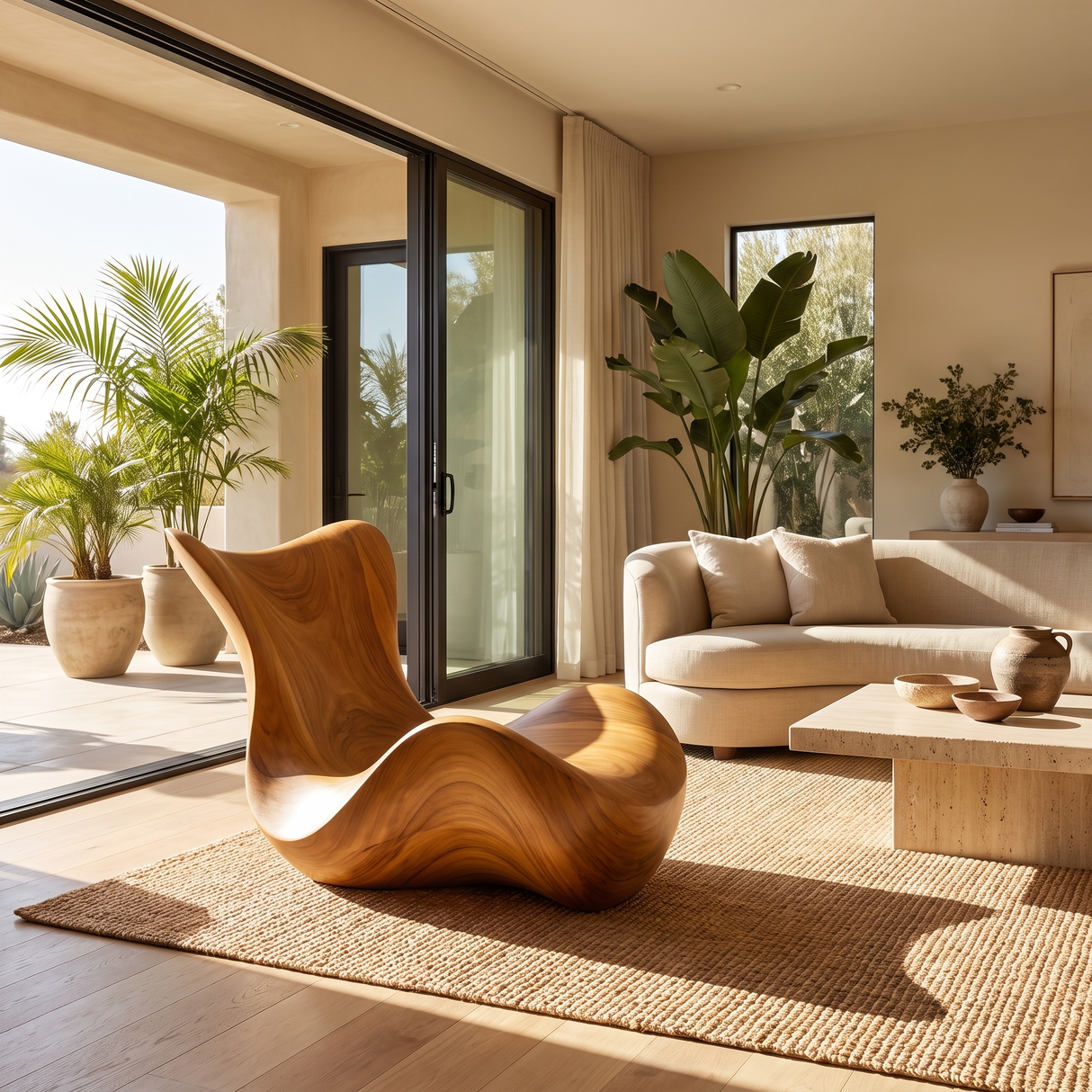 Orivelle Handcrafted Solid Wood Chaise Lounge