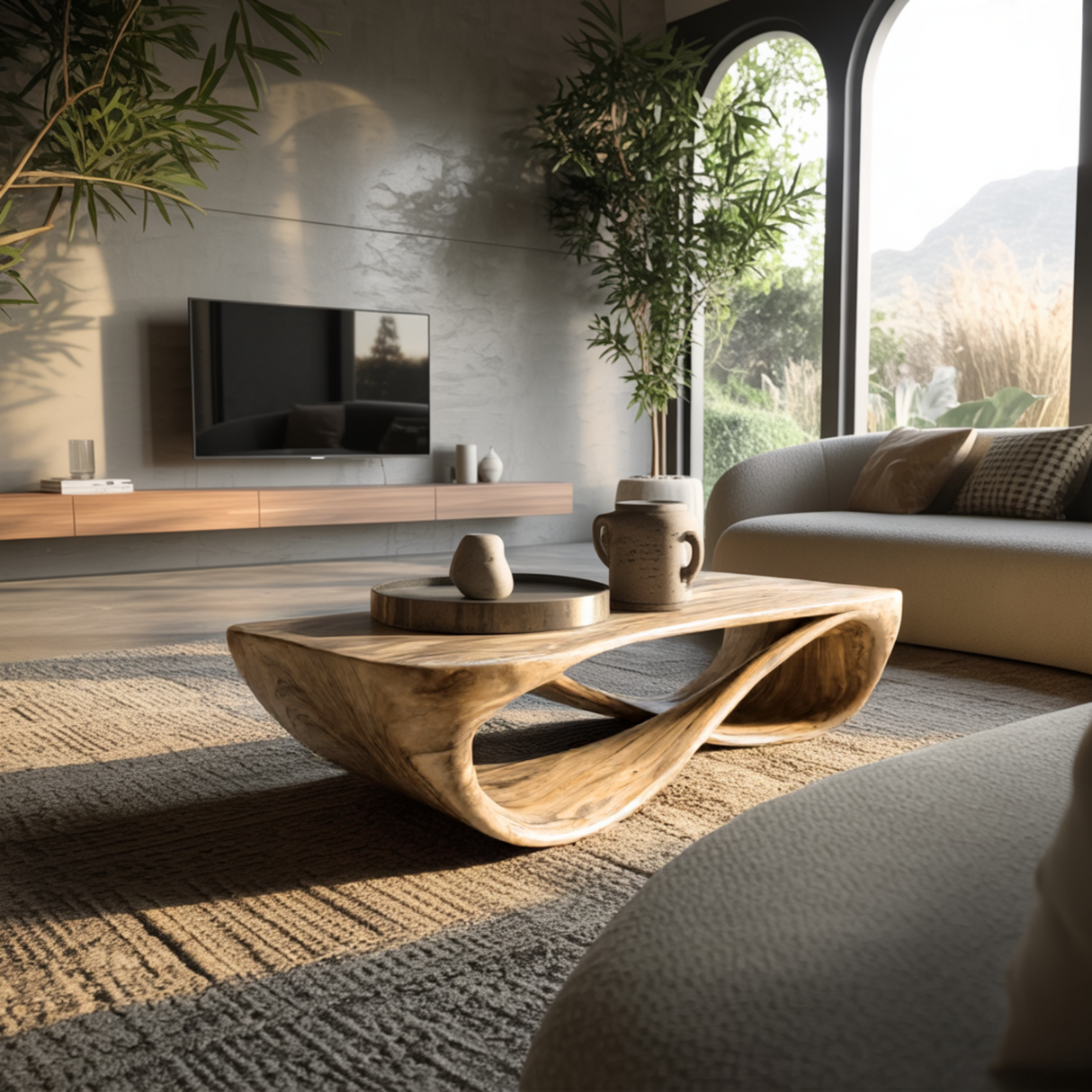 Oriven Curve Solid Wood Coffee Table - Timberustic Coffee Table